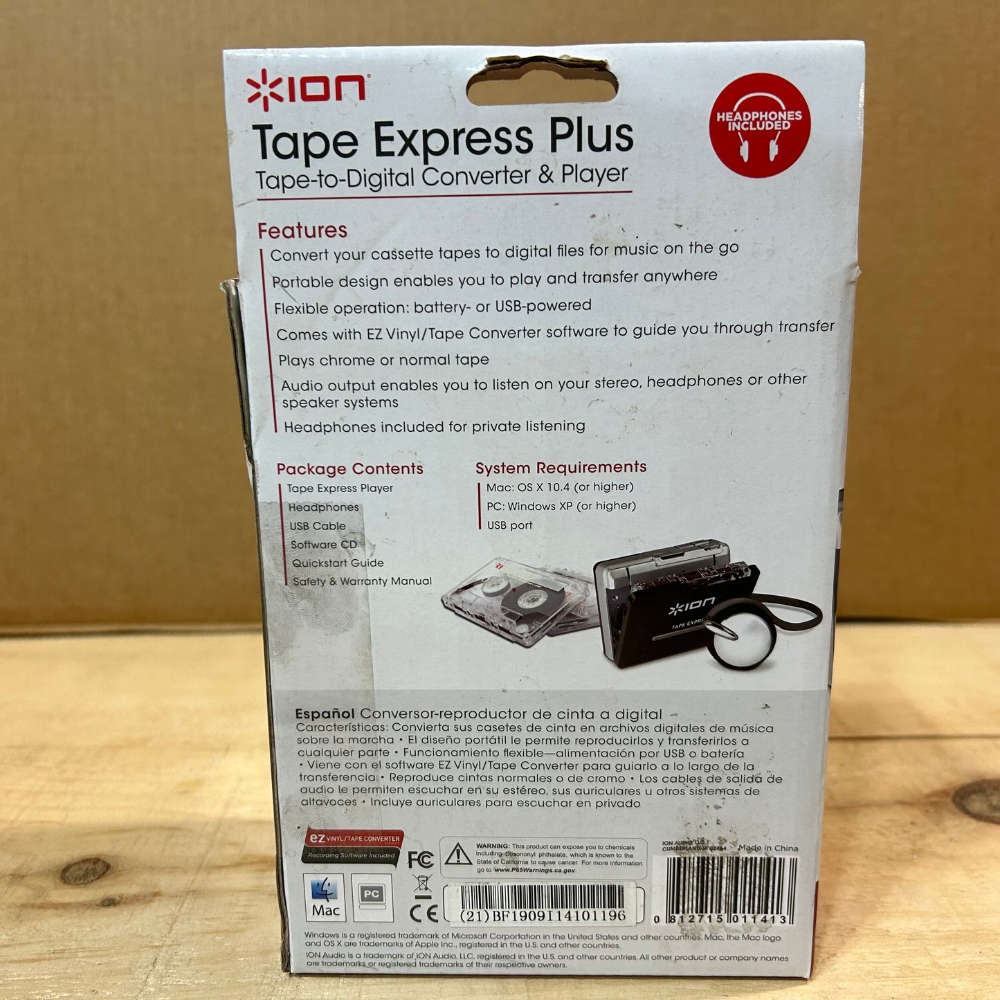 ion Tape Express Plus Audio Cassette to Digital Converter with Software and Headphones