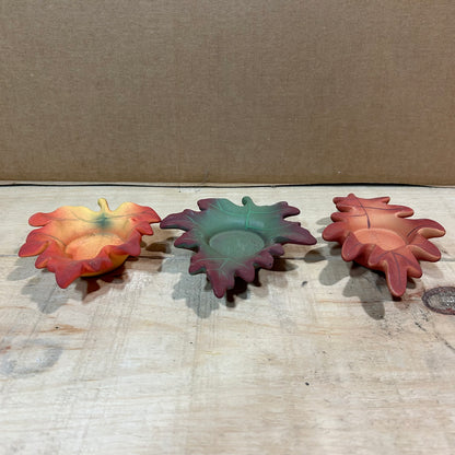 Autumn Themed Ceramic Leaf Shaped Tea Candle Holders