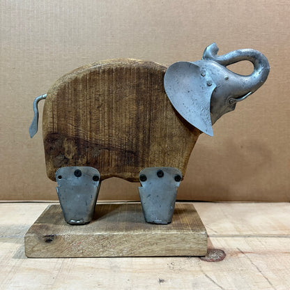 Elephant Door Stop Made of Wood and Metal