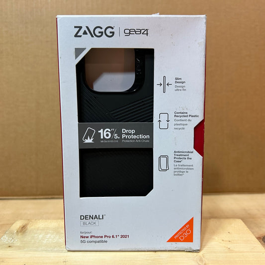 ZAGG GEAR4 Denali Case for Apple iPhone 13 Pro Ultimate Impact Protection w/ D3O Reinforced Backplate & Frame (Black)