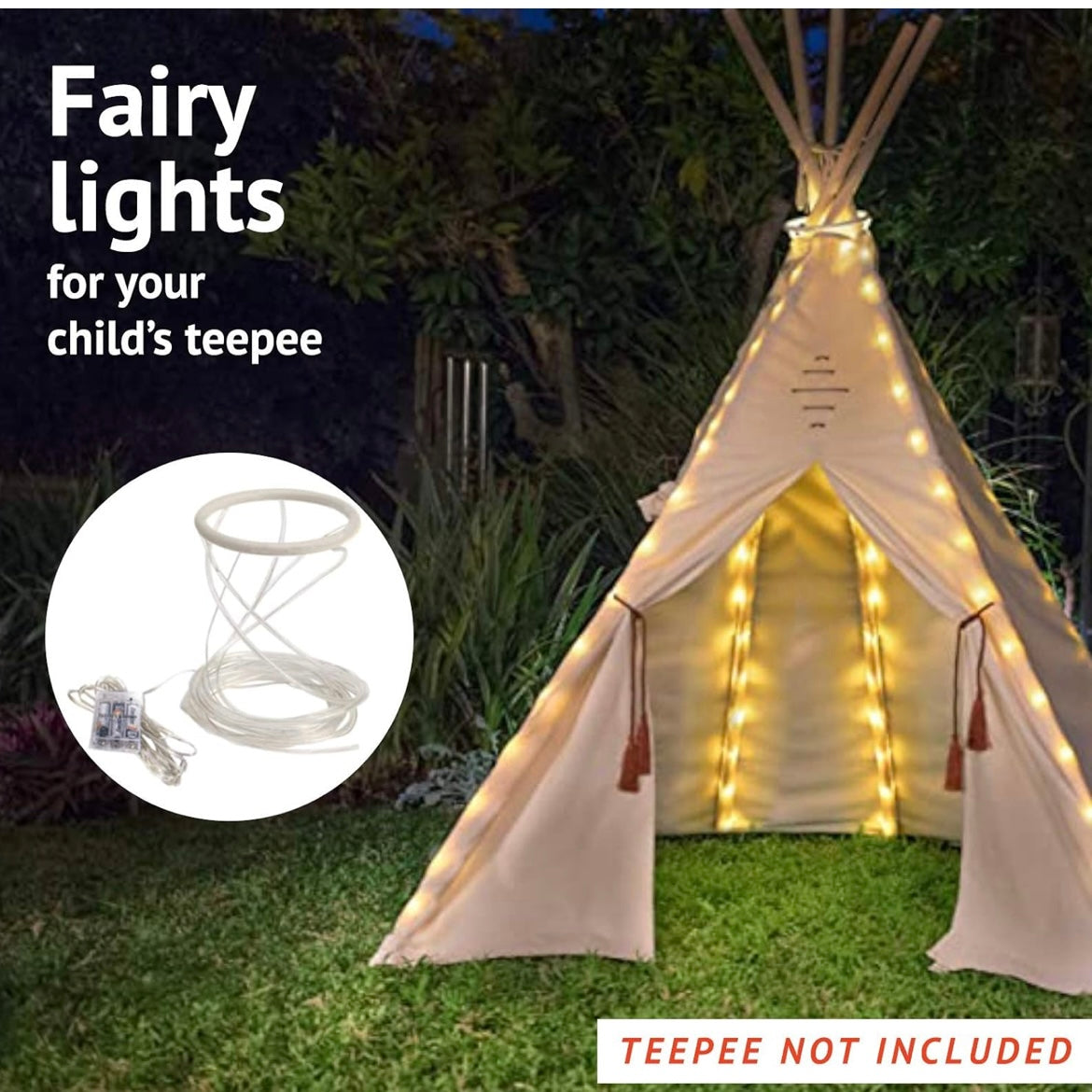 Nature's Blossom Fairy Lights for Kids Teepee Tents