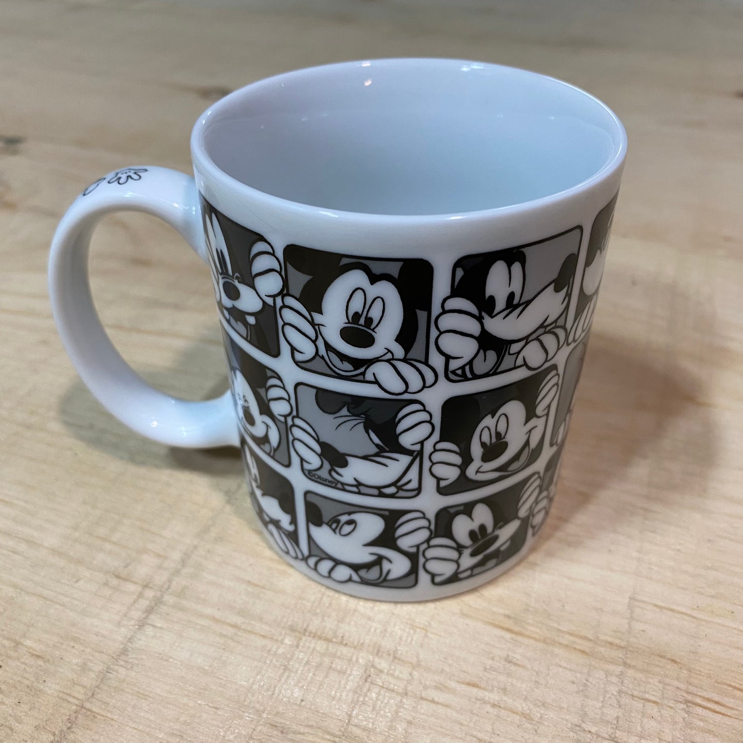 Disney Mickey Mouse & Goofy Coffee Mug Black & White Boxed Grid Square Images