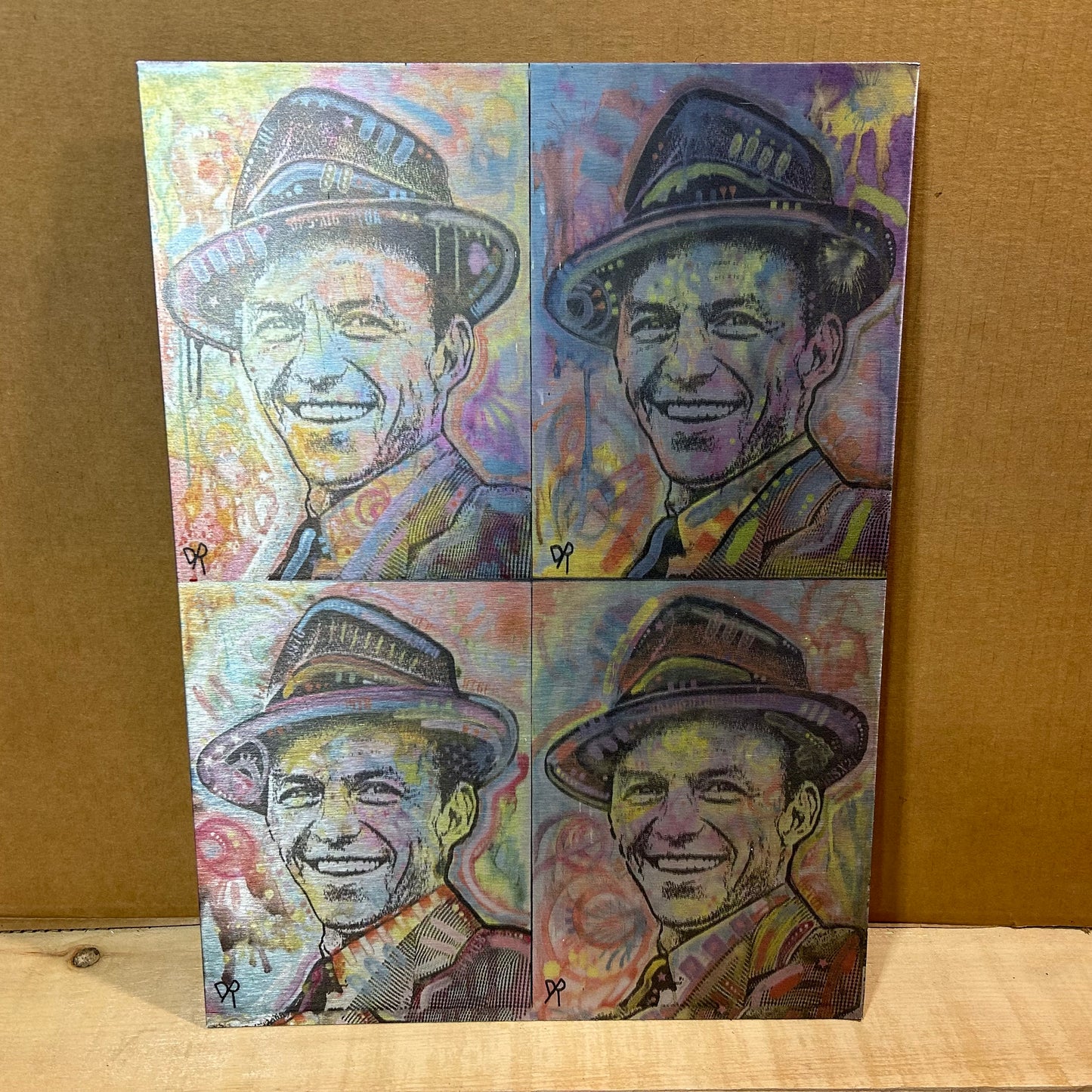 Frank Sinatra Wall Art 4-Quadrant Multi-Color Portrait Metal Poster