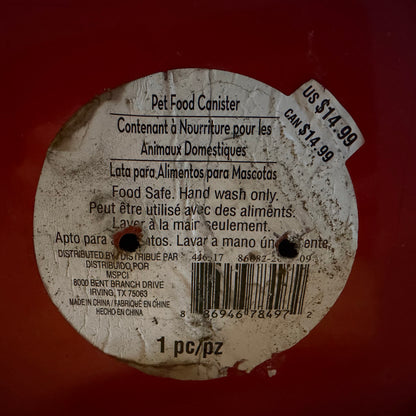 Red Tin Can with Lid and Chalkboard Backing