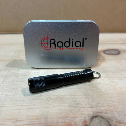 Radial Engineering Mini Flashlight with Tin Carrying Case Promotional Item