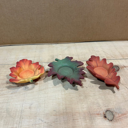 Autumn Themed Ceramic Leaf Shaped Tea Candle Holders