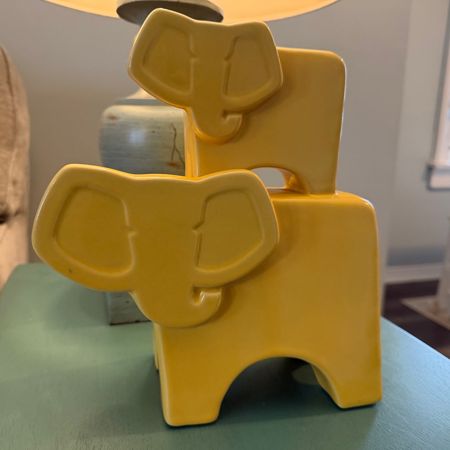 Elephant Themed Yellow Door Stop or Home Decor