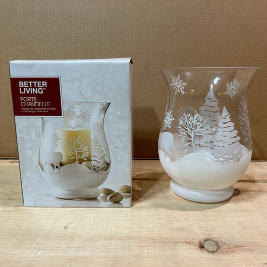 Better Living Winter Themed Glass Candle Holder