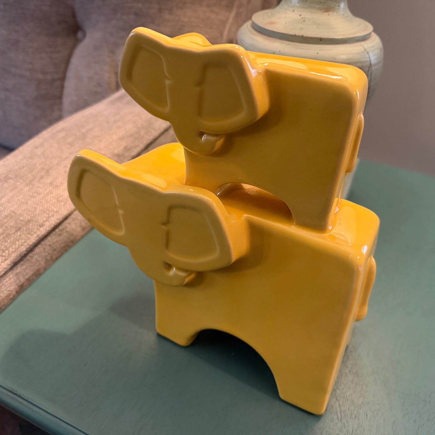 Elephant Themed Yellow Door Stop or Home Decor