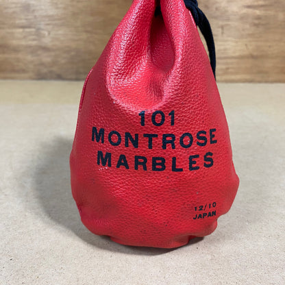 101 Montrose Marbles - Vintage Used Bag of Marbles 12/10 Japan w Red Leather Bag