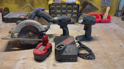 BOSCH Battery Power Tool Combo - Circular Saw, Impact Driver, Light